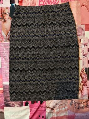 Metallic Glittery Chevron Pencil Skirt